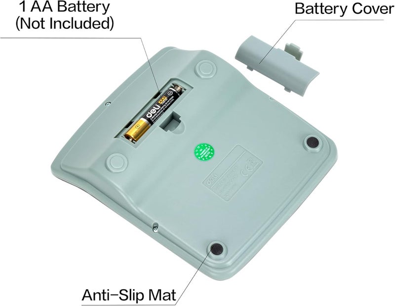 Deli آلة حاسبة، آلة حاسبة مكتبية ذات وظائف قياسية مع شاشة LCD كبيرة 12 رقم وزر حساس، طاقة مزدوجة بالطاقة الشمسية، خضراء - Image 5